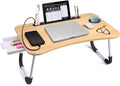 Slendor Bed Desk for Laptop and Writing with Storage, Cup Holder, Light by Slendor