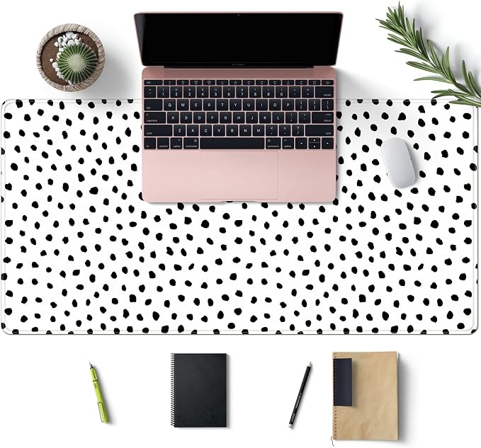 Boho Desk Mat, Polka Dot Large Mouse Pad Desk Pad Boho Desk Accessories for Women Office Decor, XXL Mousepad Long Laptop Keyboard Mouse Mat 31.5''X15.7'' Non-Slip Rubber Base with Stitched Edges - Image 3