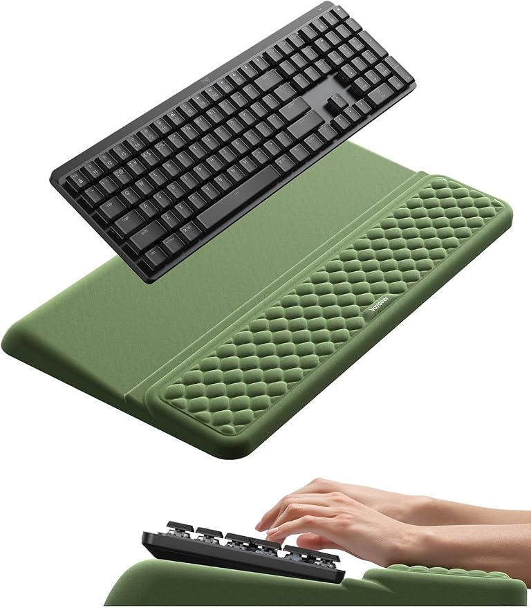 Vaydeer Wrist Rest with Keyboard Stand Ergonomic Computer Wrist Support Pad | Keyboard Riser Tilt Holder Lifter Tray with Wrist Pad, Soft Memory Foam Desk Cushion, Palm Hand Typing for Office Home School by Vaydeer