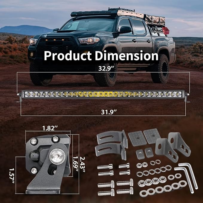 LASFIT 32 inch LED Light Bar Slim Single Row LED Bar Spot Flood Combo 6000K - Image 6