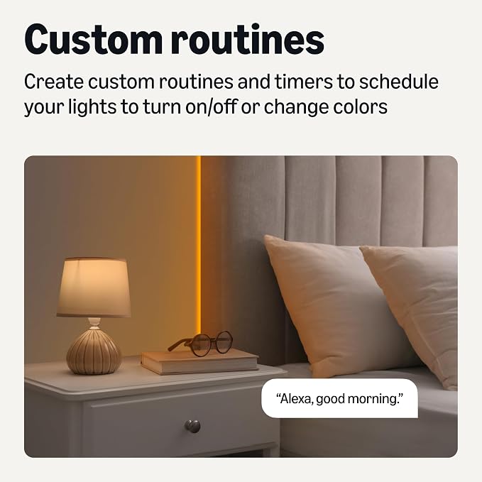 Amazon Basics Smart LED Light Strip, 32.8 Feet (2 Rolls of 16.4 Feet), RGB + Tunable White, Color Changing, App Control, Voice Control, Works with Alexa Only, 2.4 GHz Wi-Fi, No Hub Required - Image 5