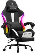 GTPLAYER RGB Gaming Chair with Footrest, LED Lights, Ergonomic Computer Chair with Linkage Armrest, Breathable Fabric for Home Office Desk - Video Game Chairs for Adults by GTPLAYER