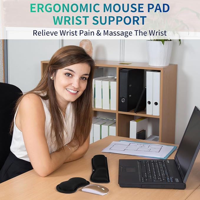 TIDALSOIL 2-Piece Keyboard and Mouse Wrist Rest Pad Set, Black - Image 7