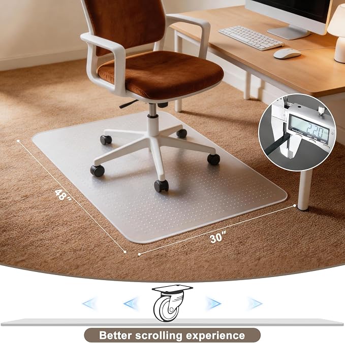 Office Chair Mat for Carpets, 48" x 30" Clear Carpet Protector Mat with Rounded Non-Sharp Studs, Durable Desk Chair Mat for Home Office and Gaming Room - Image 2