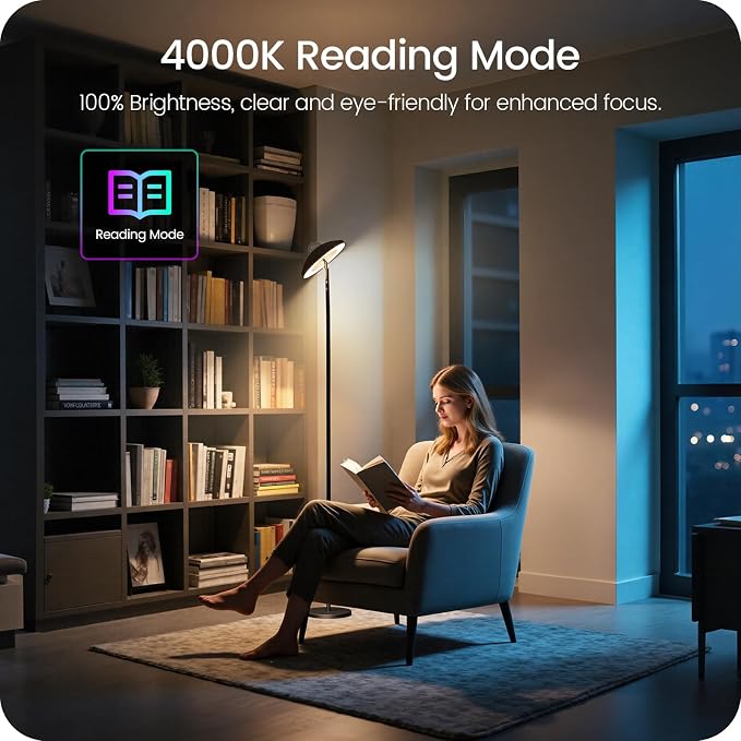 LED Floor Lamp with RGB Galaxy Projector, 18W Double Sided Corner Light Rotatable, Dimmable Standing Lamp with Remote, Black Modern Lamp for Living Room, Bedroom, Kids Room, Gaming B14LD05 - Image 6
