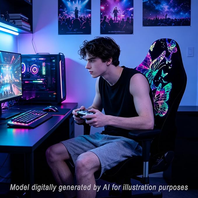 Gaming Chair Covers, 3D Printing Stretch Fit Scratch Resistant | Easy to install, Soft Breathable, Cat Scratch Proof, Washable Gaming Chair Seat Cover with Armrest Cover (No Chairs)(J) - Image 2