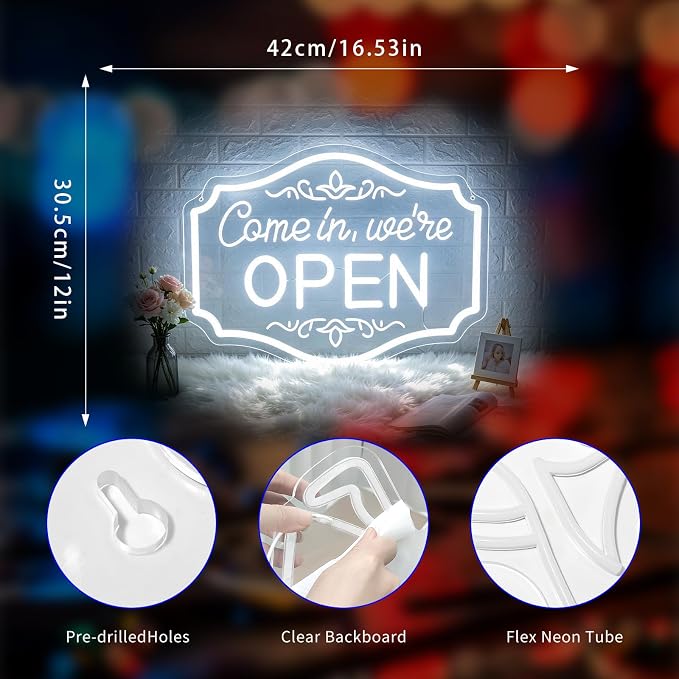 Neon Sign, Open Neon Signs for Wall Decor LED Signs Neon Light - Image 3