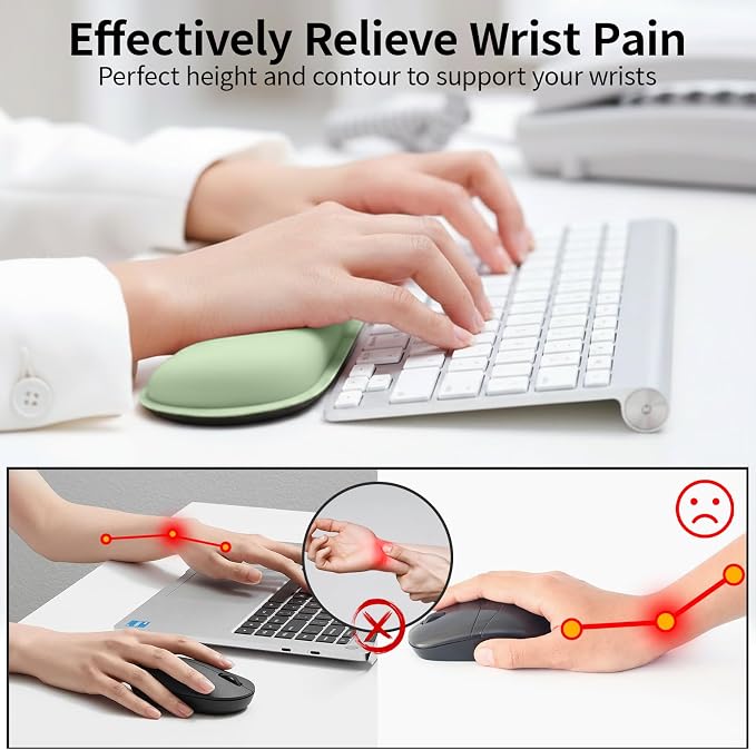 Bloss 2 Green Wrist Rest for Mouse & Keyboard, Ergonomic Wrist Support - Image 3