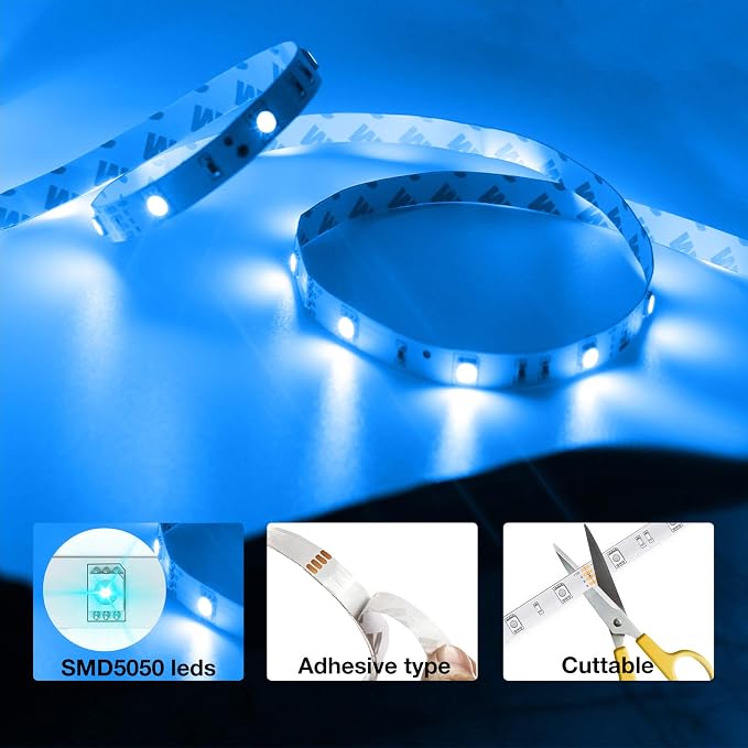 DAYBETTER (2rd Gen) SMD 5050 Remote Control Led Strip Lights 50ft Color Changing with 44Keys Remote Controller and 12V Power Supply for Bedroom - Image 5