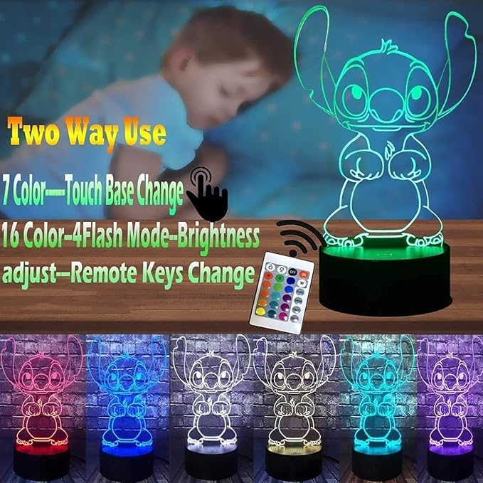 LOUHH 3D Illusion Night Light, 16 Color Night Light - 3D LED Intelligent Remote Control Lamp for Children's Room Decoration and Children's Gifts - Image 5