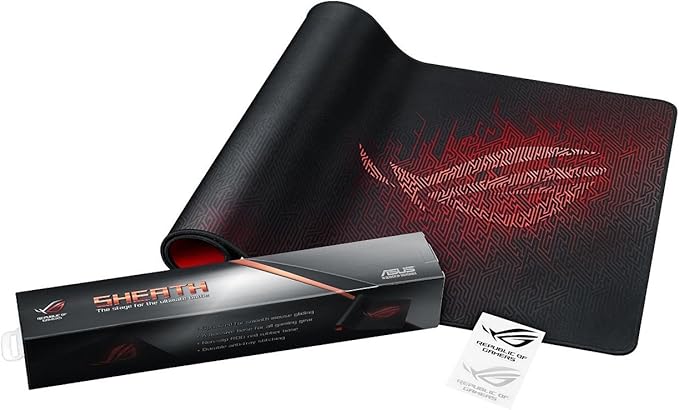 ASUS ROG Sheath Gaming Mouse Pad – 35.4” x 17.3", Extra-Large Surface, Pixel-Precise Tracking, Anti-Fray Stitched Edges, Non-Slip Base - Black/Red - Image 6