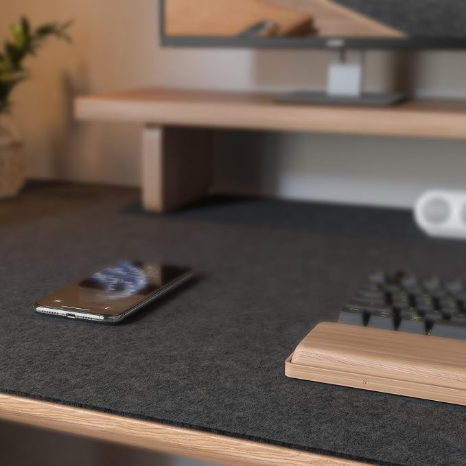 DAWNTREES Large Felt Desk Mat, 47.2"x 23.6", Desk Pad for Office and Home | Non-Slip 120x60cm Full Table Mouse Pad,Keyboard Mat for Desk,Desktop Protection (Dark Gray) - Image 4