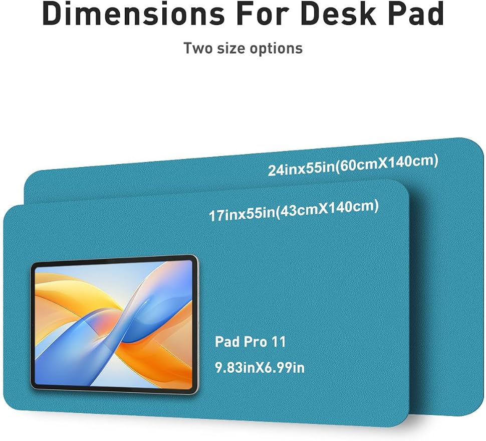 Aothia Faux Leather Desk Mat - Non-Slip PU Leather Desk Blotter, Waterproof Writing Surface, Large Desk Pad for Office & Home (Turquoise, 55" x 24") - Image 5