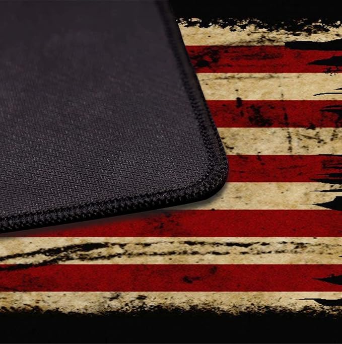 Retro American Flag XL Gaming Mouse Pad with Stitching Edge Laptop Desk Mat | Large Extended Mouse Pad; Full Desk Coverage; Waterproof Coating; Stable Anti-Slide Base For Gaming, Office, Study Daily Use - Image 4