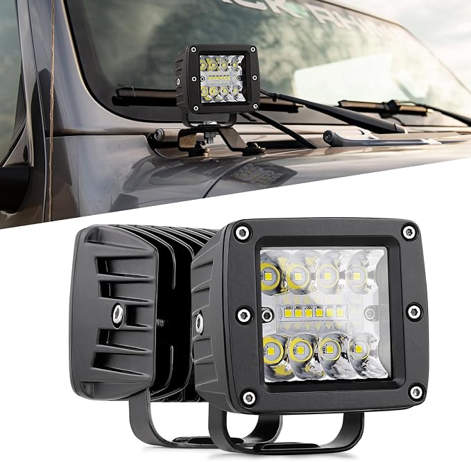 LED Cubes, Nirider 2PCS 84W 3 Inch LED Pod Lights Off Road Driving Lights Spot Flood Combo Light Bars Fog Lights Square Work Light for Truck Car SUV ATV UTV Boat by NRNIRIDER