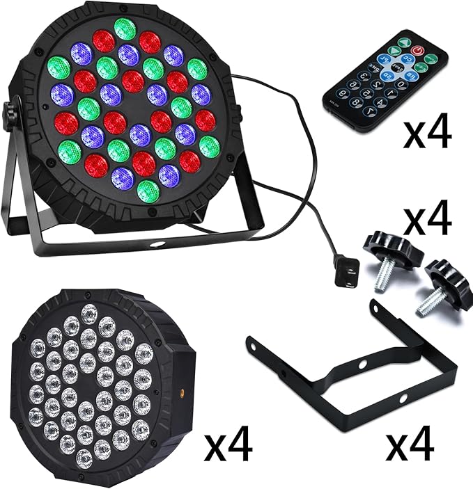 Manalete 36W RGB LED Stage Par Lights, 4 Pack - Image 7