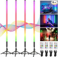 4 Pack DJ Tube Lights 4ft Battery Powered Light Bar 120cm Handheld LED DJ Lights with Stand, Music Sync, 500 Vivid Effects, Portable Stick Lights for Concer Neon Parties Stage Lighting Photography by uyled
