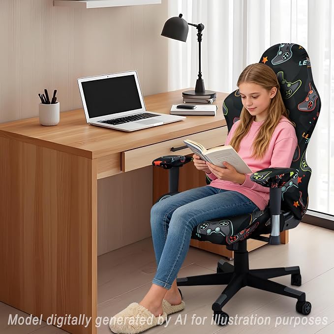 Gaming Chair Covers, 3D Printing Stretch Fit Scratch Resistant | Easy to install, Soft Breathable, Cat Scratch Proof, Washable Gaming Chair Seat Cover with Armrest Cover (No Chairs)(A) - Image 5