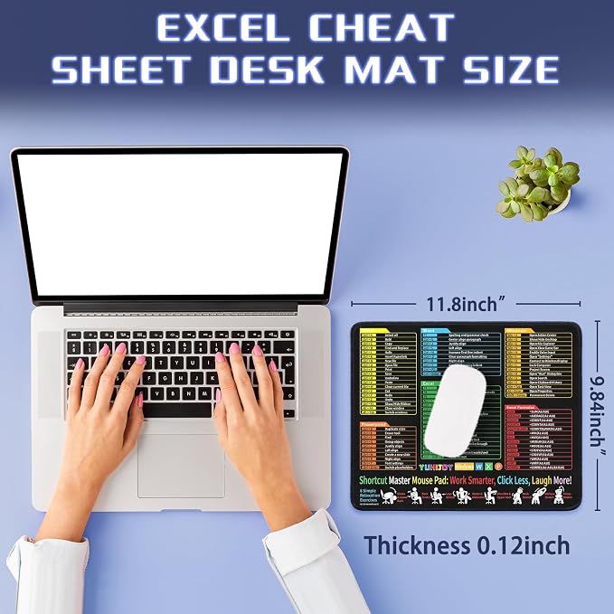 Excel Cheat Sheet Desk Pad - Mouse Pad - Excel Cheat Sheet Desk Mat, Non-Slip Base Mousepad Suitable for Office, Computer Games, Desk Mat and More (11.8" x 9.84") - Image 5