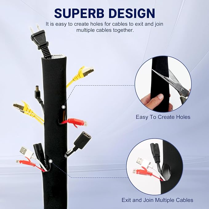 CableGeeker Cable Management Sleeve, 10ft (120 inch) - 1.5 inch - Image 2