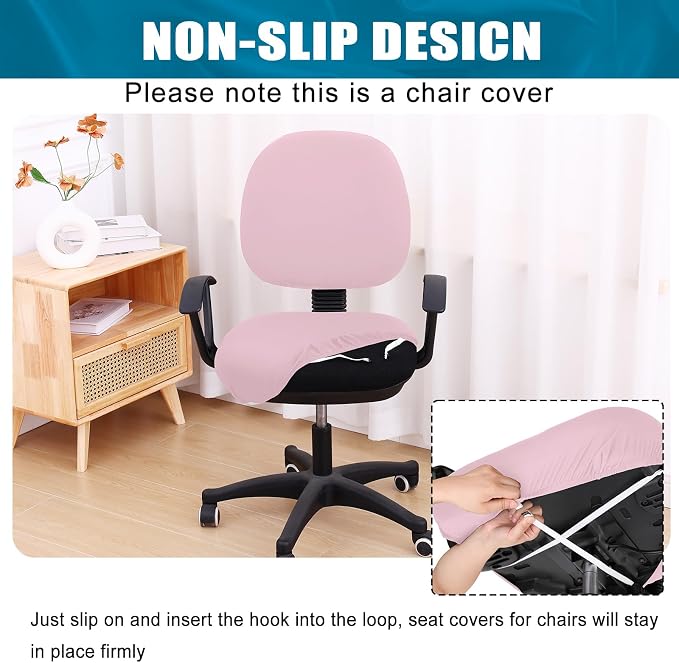 Smiry Stretch Printed Office Computer Desk Chair Covers for Seat & Backrest | Stretch Fit, Soft Fabric Universal Washable Removable, Anti-Dust Rotating Chair Slipcovers Protector - Image 3