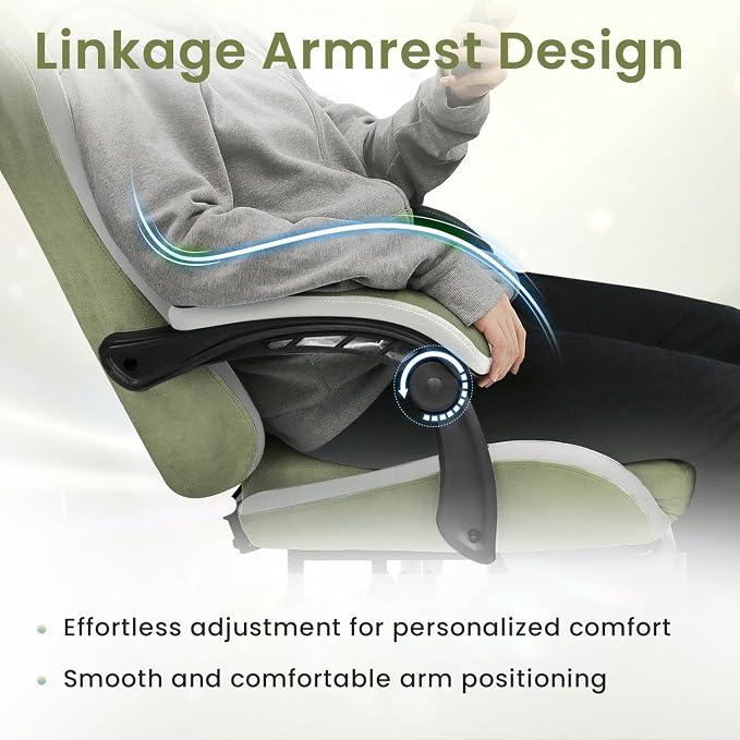 N-GEN GAMING Gaming Chair, Reclining Backrest, Footrest, Fabric, Green | Ergonomic Design with Reclining Backrest, Linkage Armrests and High-Density Foam, Comfy Seating for Computer or Home Office - Image 8