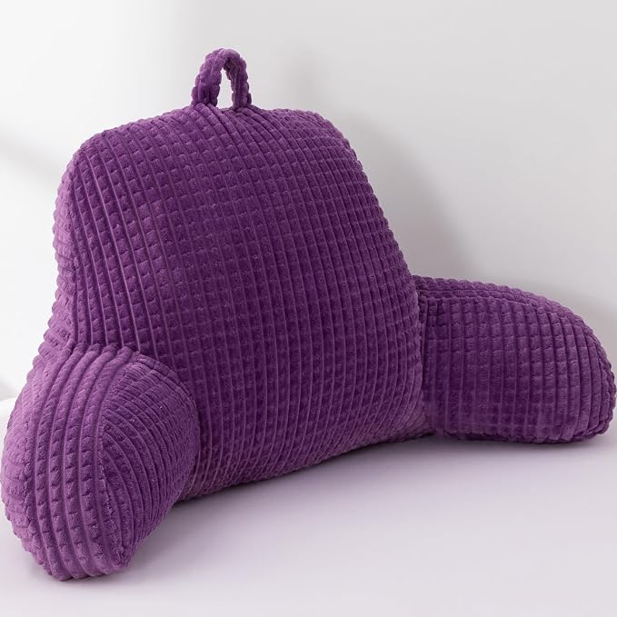 A Nice Night Purple 18.5" Bed Wedge Reading Pillows with Arms for Sitting - Image 6