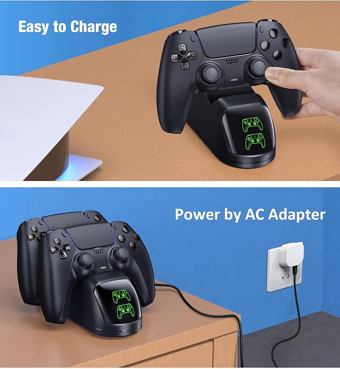 Controller Charging Station for PlayStation 5 Dualsense Controller with Dual Stand Charger Dock, Upgrade Charger for PS5 Accessories Fast Charging Cable, Charging Station Black for PS5 - Image 7