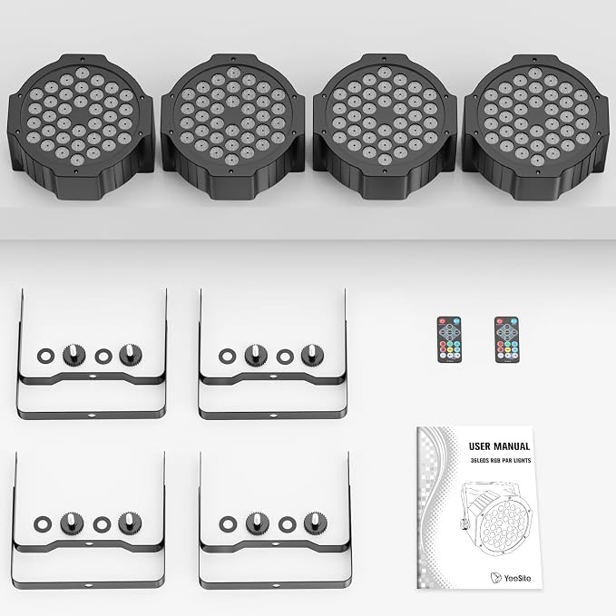 36LEDs RGB Stage Lights 4Pack: 36W Par Light- Remote & DMX Control - Sound Activated Corded Electric Uplights for Events Wedding Party Club Band Music Dance DJ Live Show Church Lighting - Image 6