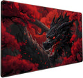 Huge Dragon Large Mouse Pad - Red and Black Mousepad, Big Full Keyboard and Mouse Pad with Stitched Edges, Anti-Slip, Funny Desk Pad, 31.5 X 15.8 in. by Mechanical+Cattle