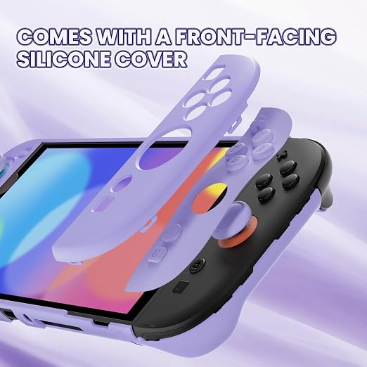 PlayVital Protective Case for Nintendo Switch 2 - Cute Dockable Hard Case Shell for Switch 2 with Thumb Grip & Sticker & Button Caps, Anti-Scratch & Shockproof Cover Skin - Light Violet - Image 4