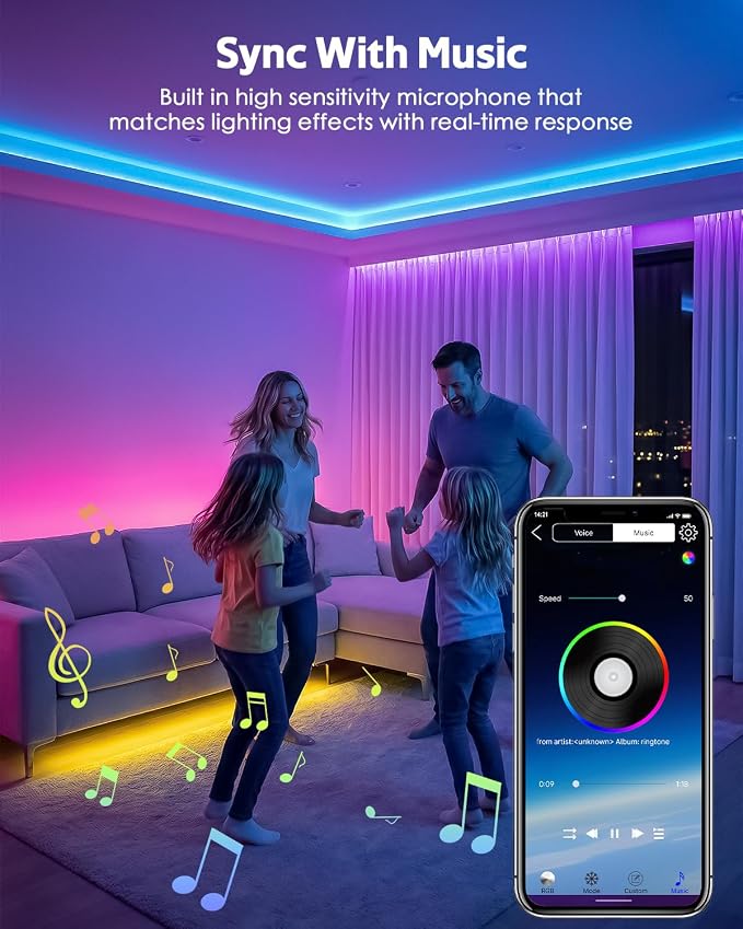 5V USB COB RGB LED Strip Light for Bedroom 10FT/3M Bluetooth LED Rope Lights Music Sync Self-Adhesive TV Backlight Flexible Color Changing Tape Light With Remote for Kitchen Home Decor 576LED/M - Image 2