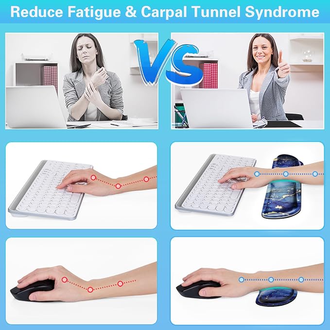 Canjoy Desk Mat with Wrist Rest, Desk Pad for Keyboard and Mouse 4-in-1 Mouse Pad + Keyboard Wrist Rest Support+ Coaster(35.4×15.7 in) Extended Desk Pad Memory Foam Non-Slip Desk Mat for Home Office - Image 5