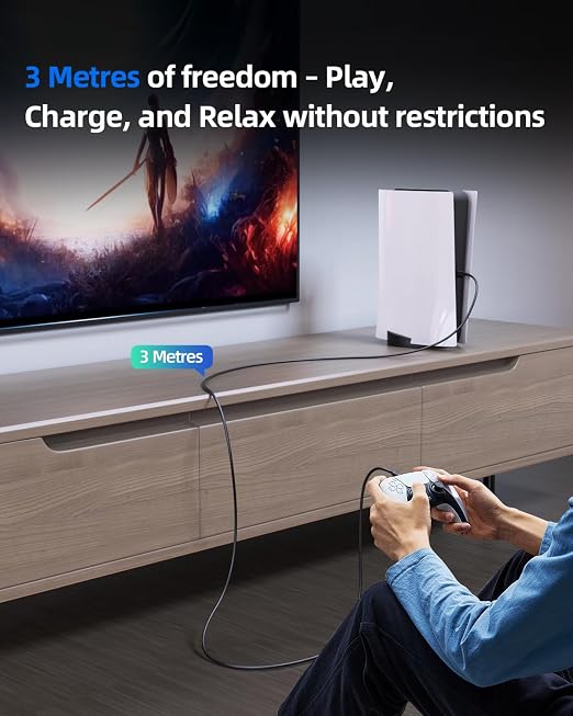 Superer PS5 Controller Charger Cable, 10FT USB C Charging Cord 2 Pack for PlayStation 5 DualSense, Xbox Series X/S & Elite Series 2 Controllers - Image 6