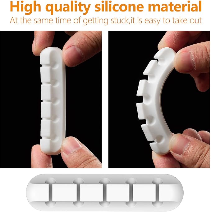 TviewSmart Cord Organizer for Desk, 5 Pack Cord Holders, Cable Clips, White - Image 5