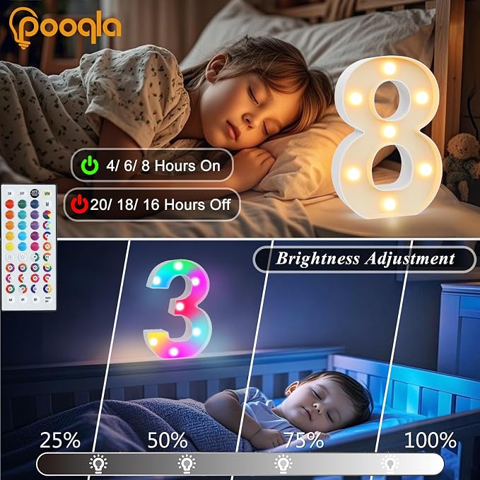 Pooqla 20th Birthday Decorations for Her Him, 35 Colors LED Light Up Numbers with Remote, Multicolor Marquee Numbers 20 Sign for Party Wedding Anniversary Decor 20th Birthday Gift, Number 20 - Image 4
