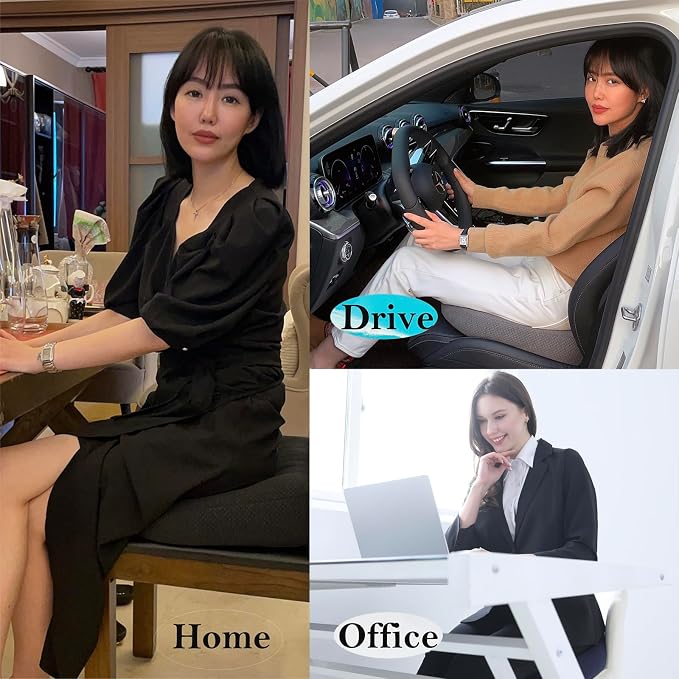 WSGJHB Car Booster Seat Cushion Posture Cushion for Long Sitting | Portable Breathable Mesh, Effectively Increase The Field of View Ideal for Office, Home, Car Angle Lift Seat Cushions,Black - Image 2