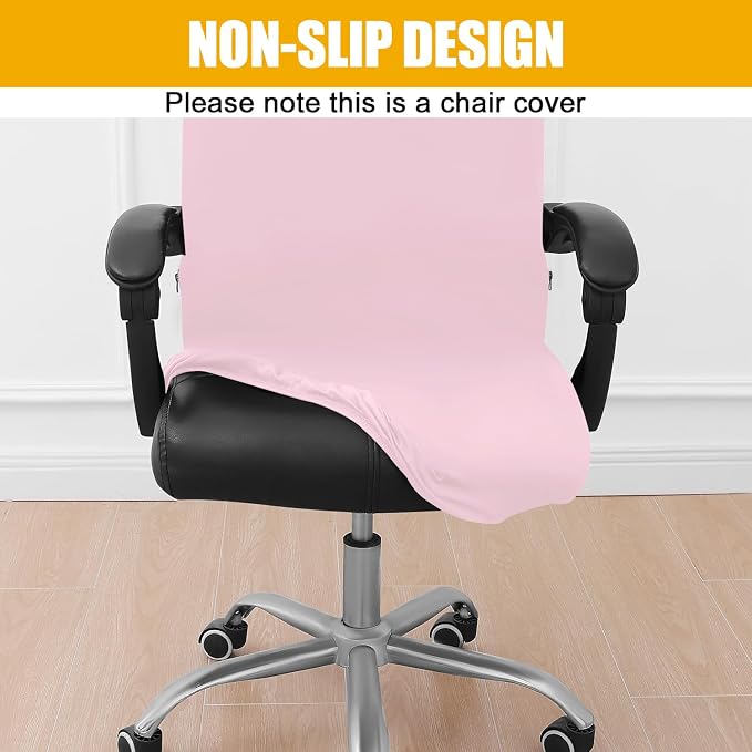 Smiry Stretch Printed Office Computer Desk Chair Covers, Pink | Universal Desk Rotating Chair Slipcovers Removable Washable, Soft Fit Anti-Dust Spandex Protector Cover with Zipper - Image 2
