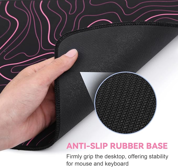 DIGSOM Gaming Mouse Pad, Black with Red Topographic Line, 31.5x11.8in | XL Mouse mat, Smooth surface, Anti-slip rubber base, For keyboard and mouse, For home and office use - Image 6