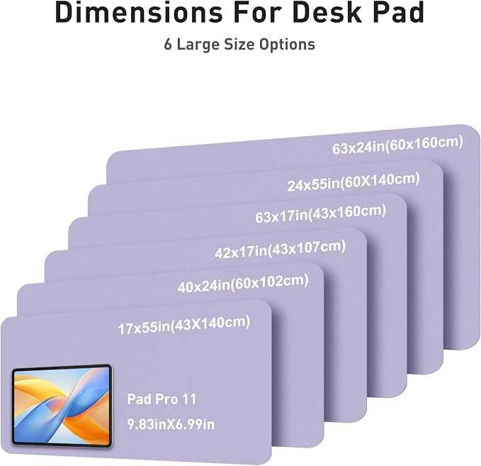 Aothia Faux Leather Desk Mat - Large Mouse Pad, Non-Slip PU Leather Blotter, Waterproof Writing Surface for Office and Home (Lavender, 42" x 17") - Image 5