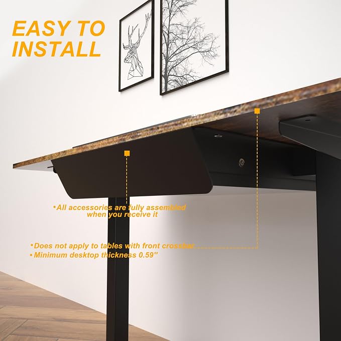 Under Desk Mounted Sliding Drawer with 60 Degree Tilt Panel to Pull Out, 15'' Long & 9'' deep Large Storage Organizer for Sit Stand Workstation - Image 7
