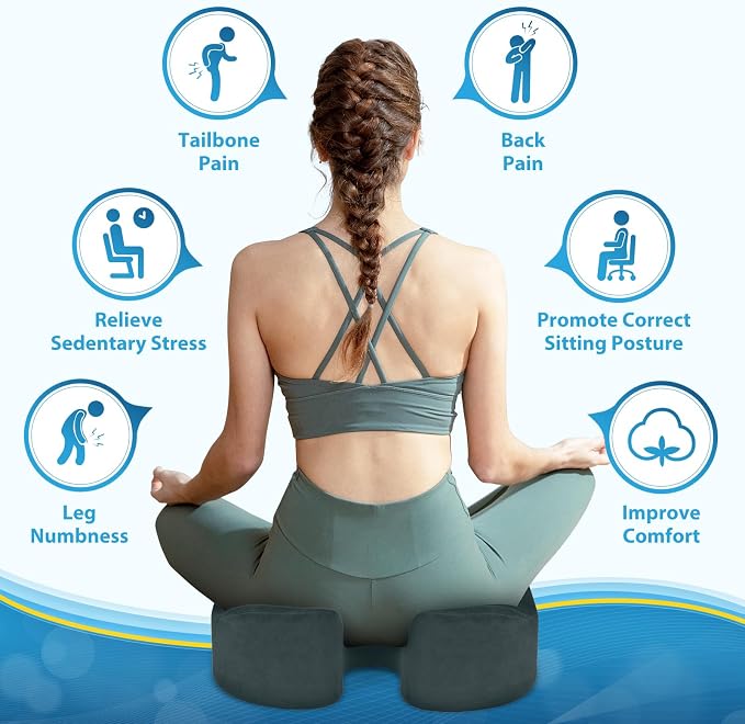 BlissTrends Thick Seat Cushion for Office Chair & Car Seat, XL, DarkGreen | Memory Foam with Removable Cover, Ergonomic Tailbone & Sciatica Support for Pressure Relief and Long Sitting, 3.9" Thick - Image 4
