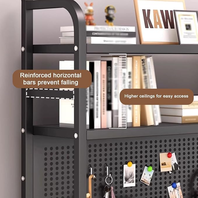 Computer desk with pegboard, gaming table with storage shelf, equipped with installation tools, modern study desk, suitable for home office bedroom storage(White,75cm) - Image 5