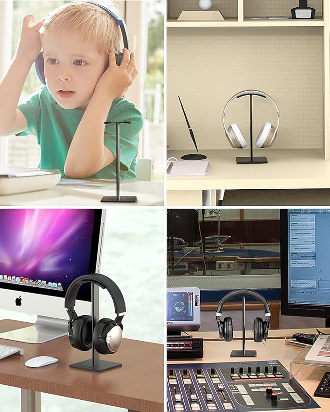 Headphone Stand Headset Holder Earphone Stand for All Headphones Size | Aluminum Supporting Bar Flexible Headrest ABS Solid Base for All Headphones Size (White) - Image 7