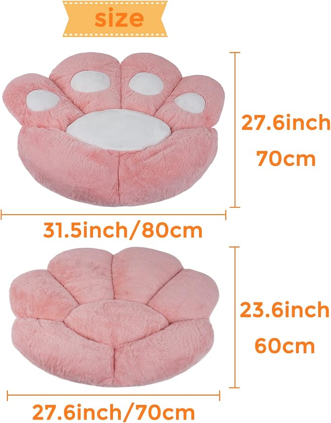 ELFJOY Cat Paw Cushion for Computer and Gaming Chairs 23.6"x27.6" Pink | Cute Cat Paw Shape, Plush and Soft Fabric, Kawaii Pillow for Gaming Office Desk Chairs, Room Decor Upgrade, Comfortable - Image 2