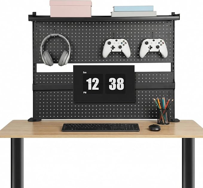 Steel Stand Pegboard with Monitor Stands Computer Accessories | Pegboard Desk Organizer Shelf 51 X 34 Inch; Monitor Stands; Clamp On Desk Mount; Steel Stand Pegboard; Office Gaming Desk - Image 7