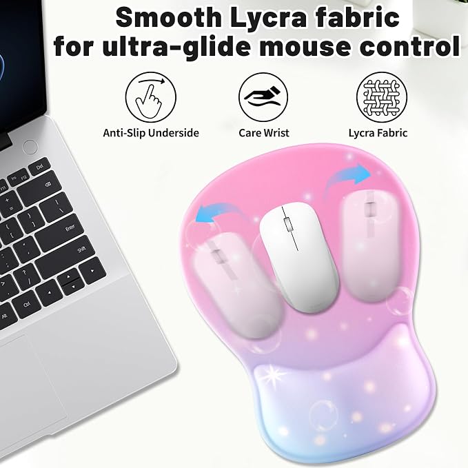 Ergonomic Mouse Pad with Wrist Rest - Gel Wrist Support Mousepad with Non-Slip PU Base for Computer, Laptop, Office & Home - Image 2