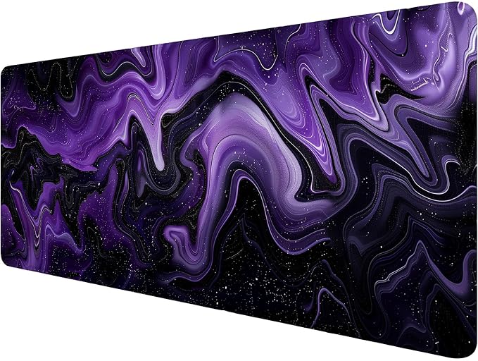 Dark Purple Ripples Desk Pad Mouse Pad Black Purple Lines Large Gaming Mouse Mat with Stitched Edges,Non-Slip Waterproof Rubber Base Mous Mat Office Computer Keyboard Laptop Home 35.4"x15.7" by Unknown