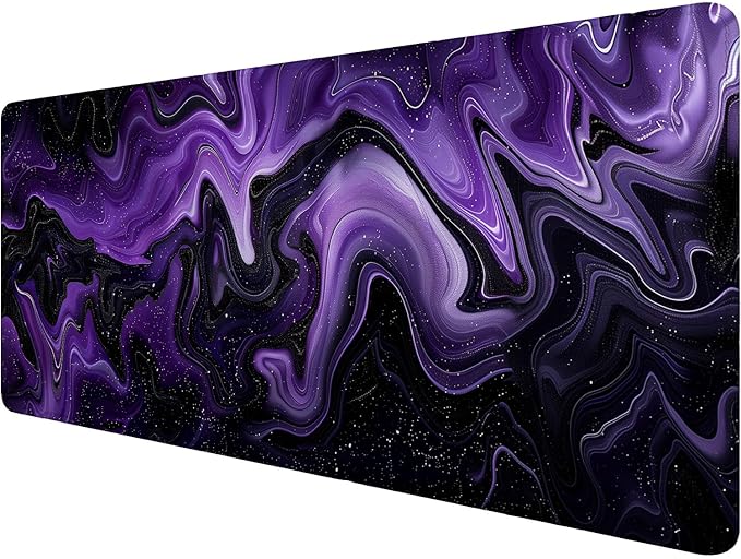 Dark Purple Ripples Desk Pad Mouse Pad Black Purple Lines Large Gaming Mouse Mat with Stitched Edges,Non-Slip Waterproof Rubber Base Mous Mat Office Computer Keyboard Laptop Home 31.5"x11.8" by Unknown