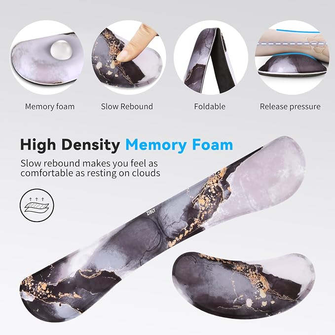 ZIBLY Wrist Rest Keyboard and Mouse Set - Non-Slip Ergonomic Wrist Cushion Support Pad - Easy Typing, Pain Relief – Premium Silky Gel Memory Foam for Work from Home Gaming Computer Laptop - Image 4